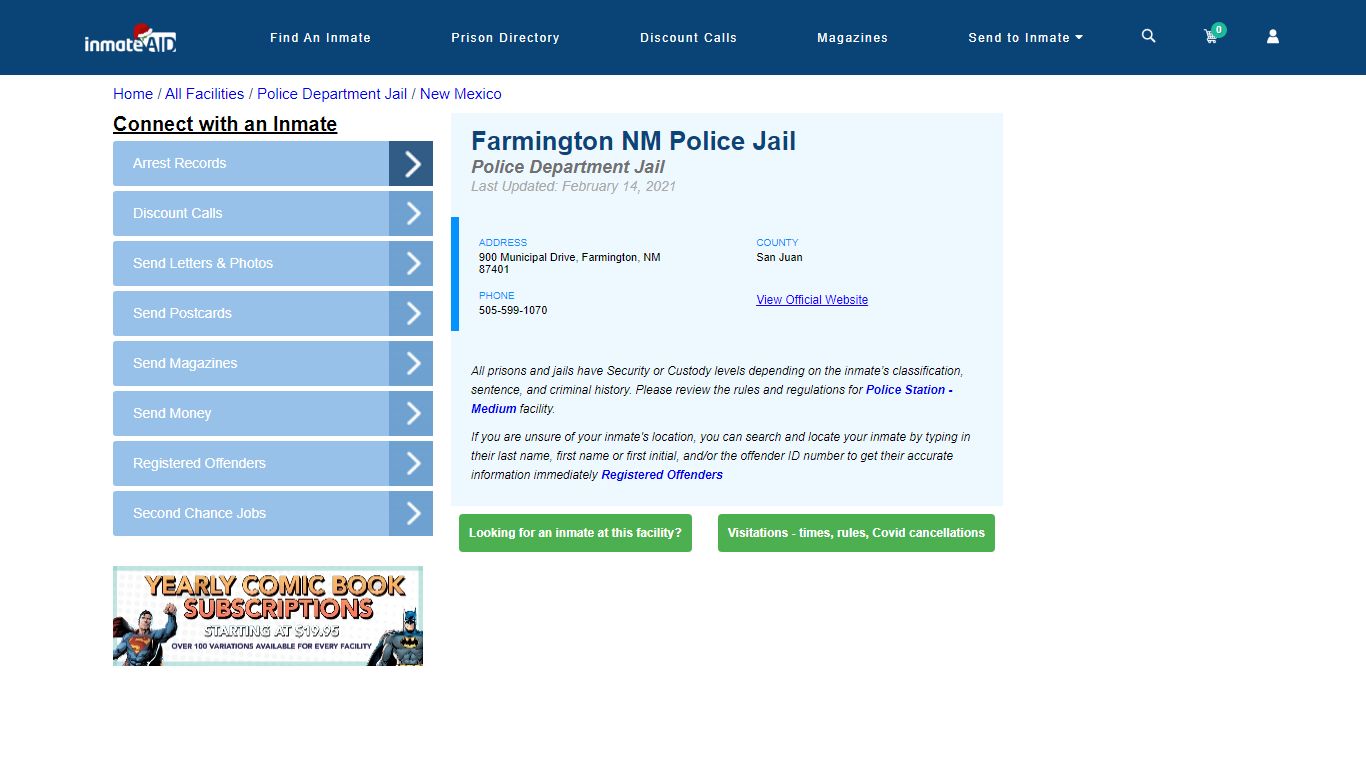 Farmington NM Police Jail & Inmate Search - Farmington, NM